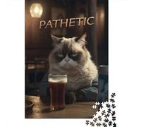 Paper Grumpy Judgmental Beer Cat 70x50cm 1000pcs Jigsaw Puzzle, 1000 Piece
