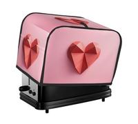 Paper Heart Toaster Cover 2 Slice, Waterproof Bread Machine Covers with Pockets Universal Size Kitchen Small Appliance Cover with Handle, Dust and Fingerprint Protection