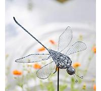 Paper High Anax Metal Dragonfly Garden Stake Decoration in Silver Paper High Silver