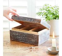 Paper High Antique Effect Mango Wood Trinket Box in Natural Paper High Natural