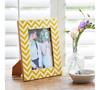 Paper High Mango Wood Chevron Photo Frame | Sustainable Wooden Picture Frame | Hand Carved Yellow and White Frames | Fair Trade and Handmade Gifts for Men and Women (Fits a 7 x 5 Inch Photo)