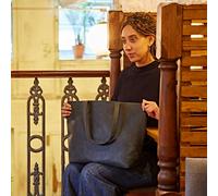 Paper High Black Buffalo Leather Tote Shopping Bag - Leather