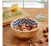 Paper High Blue Patterned Mango Wood Bowl Paper High Blue