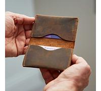 Paper High Buffalo Leather Card Wallet - Brown