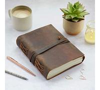 Paper High Buffalo Leather Journal with Leather Tie - Brown