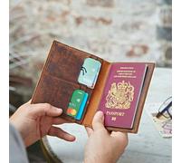 Paper High Buffalo Leather Passport Holder - Brown