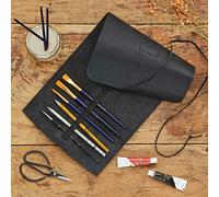 Paper High Buffalo Leather Roll Up Pencil Case - Black