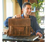 Paper High Buffalo Leather Vintage Satchel - Brown