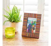 Paper High Dhari Multicoloured Stripe Papri Wood Photo Frame | Size: Small Paper High Multicolor Small