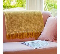 Paper High Diamond Recycled Cotton Throw - Mustard