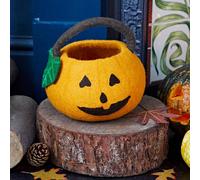 Paper High Felt Trick Or Treat Halloween Pumpkin Basket in Orange Paper High Orange
