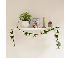 Paper High Handcrafted Felt Flower Garland | 160cm Long with 20 Flowers | Hand Felted Hanging Decoration | Garden Garlands and Bunting Alternative | Mantelpiece Display (Natural)