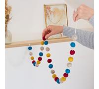 Paper High Handmade Multicoloured Felt Ball Garland in Mustard | Size: Small Paper High Mustard Small