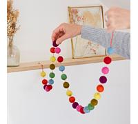 Paper High Handmade Multicoloured Felt Ball Garland | Size: Small Paper High Multicolor Small