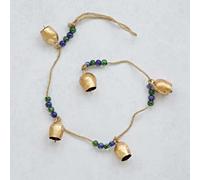 Paper High Handmade Rustic 5 Iron Bell Hanging | Antique Gold Finish | 100cm Length | Garden & Home Ornament | Fair Trade