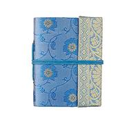 Paper High Handmade Sari Notebook - Mini 8 x 10.5cm - Blue - Unlined Recycled Paper - Pocket Notebook and Diary - Indian Stationery Gift