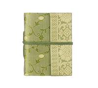 Paper High Handmade Sari Notebook - Mini 8 x 10.5cm - Green - Unlined Recycled Paper - Pocket Notebook and Diary - Indian Stationery Gift