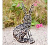 Paper High Hare Wire Garden Ornament - Outdoor Decoration - Metal Sculpture - Outside Accessory - Recycled Metal - For The Garden