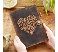 Heart Buffalo Leather Refillable Journal - Unlined Paper Paper High Brown One Size