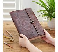 Paper High Indra A4 Embossed & Stitched Leather Journal in Brown Paper High Brown