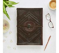 Paper High Indra A4 Embossed & Stitched Leather Journal with Semi-Precious Stone - Black Onyx