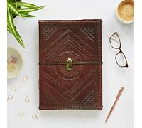 Paper High Indra A4 Embossed & Stitched Leather Journal with Semi-Precious Stone - Labradorite