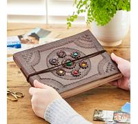 Paper High Indra Chakra Circle Embossed Leather Album with Semi-Precious Stones - Leather