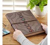 Paper High Indra Chakra Embossed Leather Album with Semi-Precious Stones - Extra Large