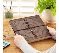 Paper High Indra Chakra Embossed Leather Album with Semi-Precious Stones in Brown | Size: XL Paper High Brown XL