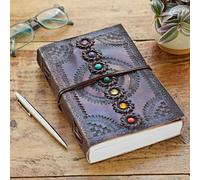 Paper High Indra Chakra Embossed Leather Journal with Semi-Precious Stones