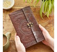 Paper High Indra Extra Large Embossed Leather Journal with clasp 145 x 240 mm - Fair Trade and Handmade - Unlined Pages