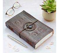 Paper High Indra Extra Large Embossed Leather Journal with Semi-Precious Stone - Black Onyx