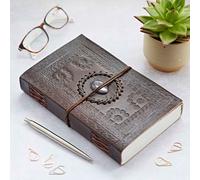 Paper High Indra Extra Large Embossed Leather Journal with Semi-Precious Stone in Blue Paper High Blue