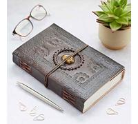 Paper High Indra Extra Large Embossed Stoned Leather Journal - Fair Trade & Handmade - Journal and Writing Notebook - Unlined Pages - 135 x 215 mm (Tiger's Eye)