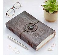Paper High Indra Extra Large Embossed Stoned Leather Journal - Fair Trade & Handmade - Journal and Writing Notebook - Unlined Pages - 135 x 215 mm (Black Onyx)