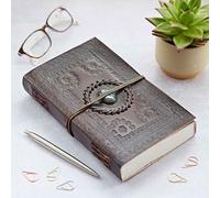 Paper High Indra Extra Large Embossed Stoned Leather Journal - Fair Trade & Handmade - Journal and Writing Notebook - Unlined Pages - 135 x 215 mm (Labradorite)