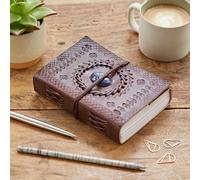 Paper High Indra Medium Embossed Leather Journal with Semi-Precious Stone - Lapis