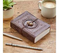 Paper High Indra Medium Embossed Leather Journal with Semi-Precious Stone - Tiger's Eye