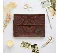 Paper High Indra Medium Embossed Leather Photo Album with Semi-Precious Stone - Black Onyx