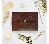 Paper High Indra Medium Embossed Leather Photo Album with Semi-Precious Stone - Labradorite