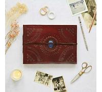 Paper High Indra Medium Embossed Leather Photo Album with Semi-Precious Stone - Lapis