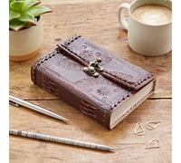 Paper High Indra Medium Embossed & Stitched Leather Journal in Brown Paper High Brown
