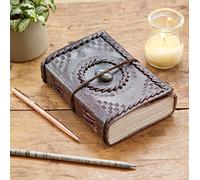 Paper High Indra Medium Embossed & Stitched Leather Journal with Semi-Precious Stone in Green Paper High Green