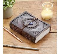 Paper High Indra Medium Embossed & Stitched Leather Journal with Semi-Precious Stone - Lapis