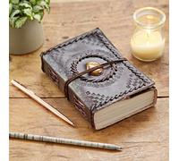 Paper High Indra Medium Embossed & Stitched Leather Journal with Semi-Precious Stone - Tiger's Eye