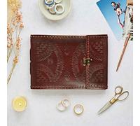 Paper High Indra Medium Embossed & Stitched Leather Photo Album in Brown Paper High Brown