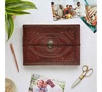Paper High Indra Medium Embossed & Stitched Leather Photo Album with Semi-Precious Stone in Green Paper High Green
