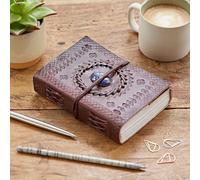 Paper High Indra Medium Embossed Stoned Leather Journal 110 x 160 mm - Fair Trade & Handmade - Unlined pages (Lapis)