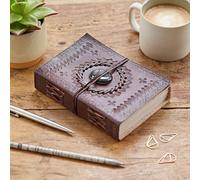 Paper High Indra Medium Embossed Stoned Leather Journal 110 x 160 mm - Fair Trade & Handmade - Unlined pages (Black Onyx)