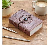 Paper High Indra Medium Embossed Stoned Leather Journal 110 x 160 mm - Fair Trade & Handmade - Unlined pages (Labradorite)